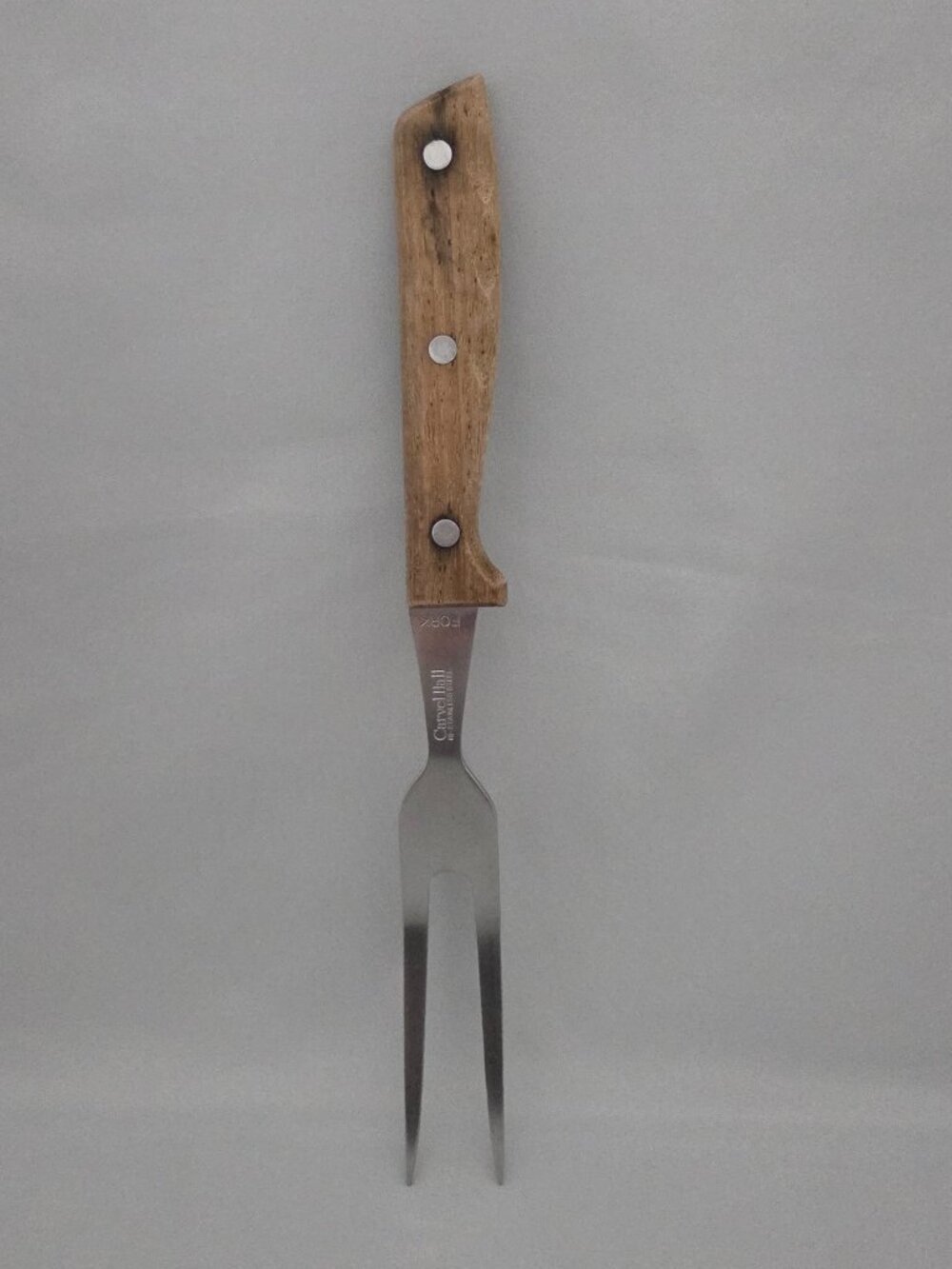 Vtg Carvel Hall Stainless Steel Serving Carving Fork Utensil Wood Handle Japan